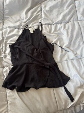 Monteau Black Wrap Peplum Cami